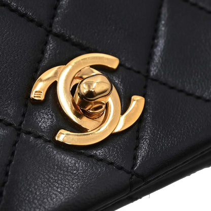 Chanel Black Lambskin Turnlock Mini Full Flap Shoulder Bag