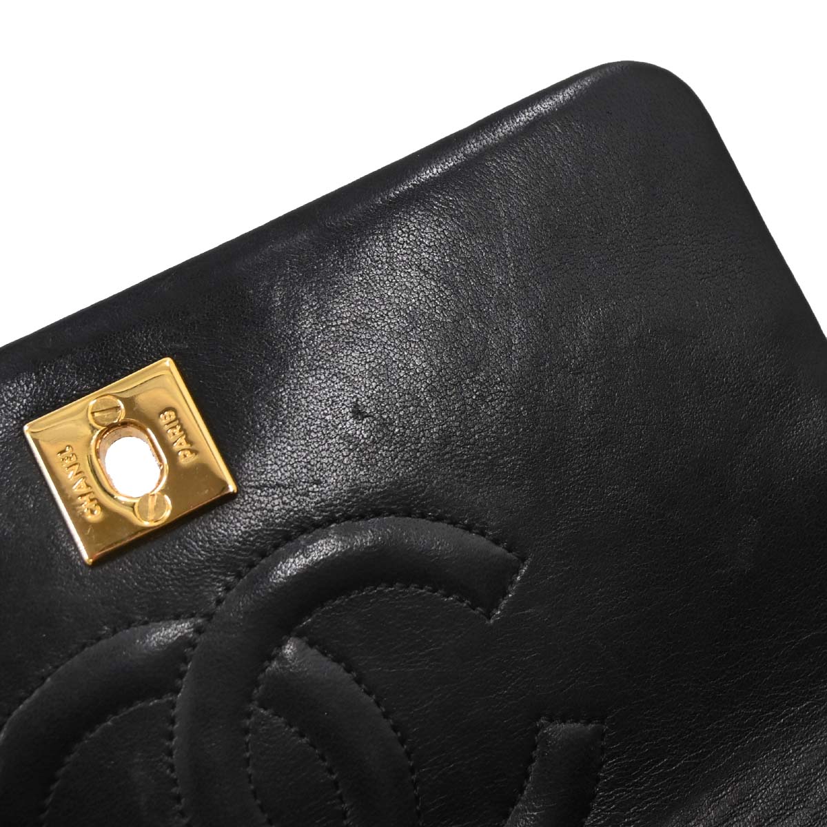 Chanel Black Lambskin Turnlock Mini Full Flap Shoulder Bag