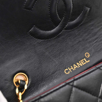 Chanel Black Lambskin Turnlock Mini Full Flap Shoulder Bag
