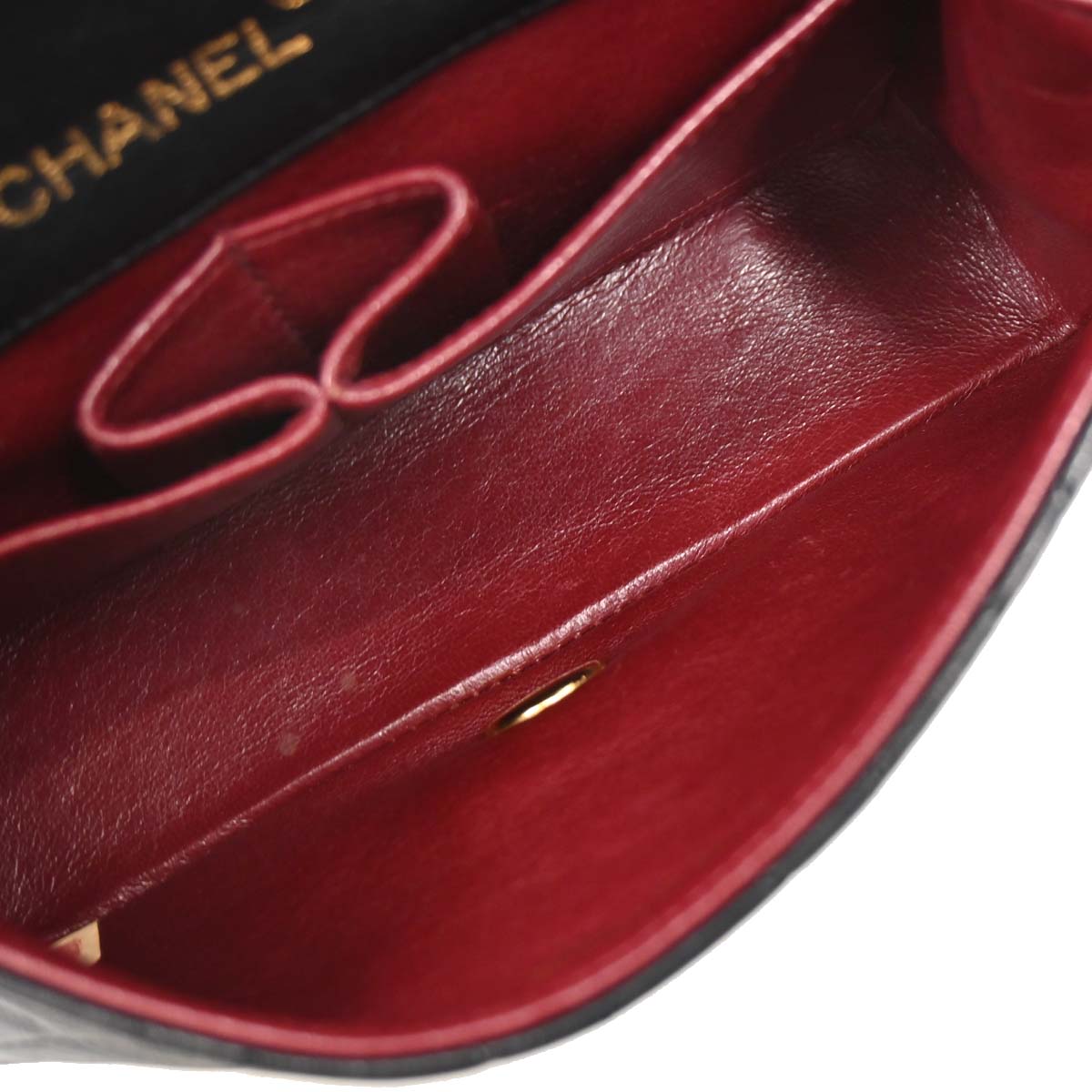 Chanel Black Lambskin Turnlock Mini Full Flap Shoulder Bag