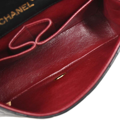 Chanel Black Lambskin Turnlock Mini Full Flap Shoulder Bag