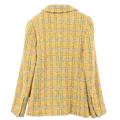 Chanel Single Breasted Jacket Tweed Yellow
