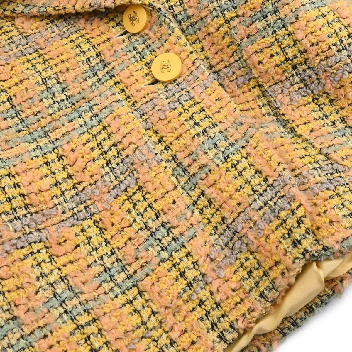 Chanel Single Breasted Jacket Tweed Yellow