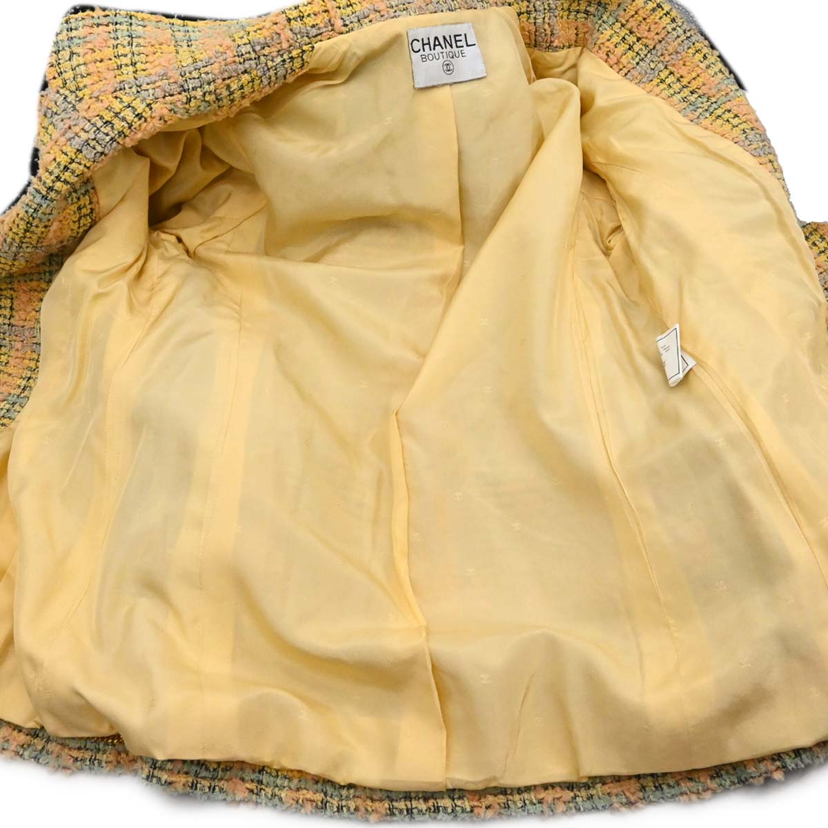 Chanel Single Breasted Jacket Tweed Yellow