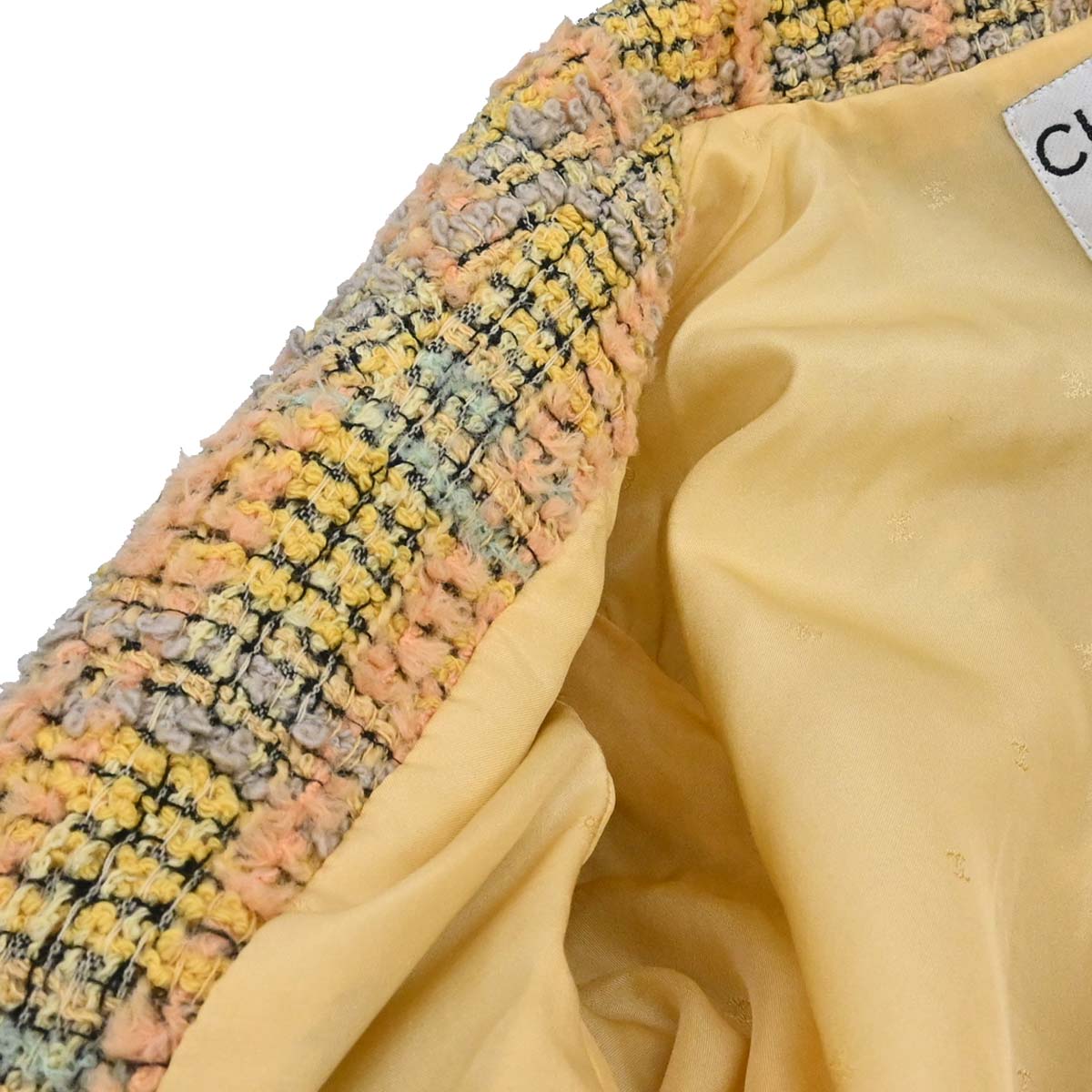Chanel Single Breasted Jacket Tweed Yellow