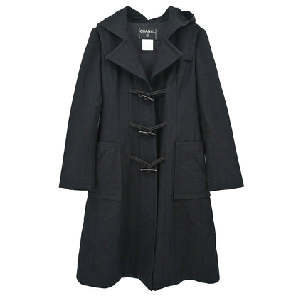 Chanel 2006 Hooded Duffel Coat Black #34