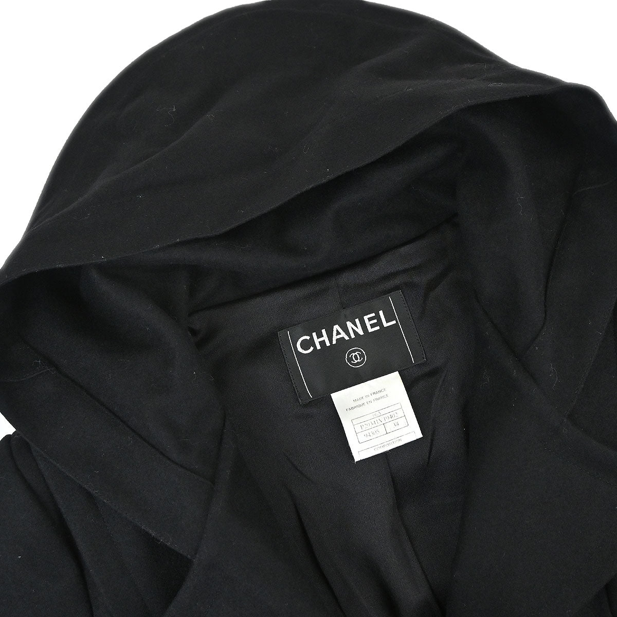 Chanel 2006 Hooded Duffel Coat Black #34