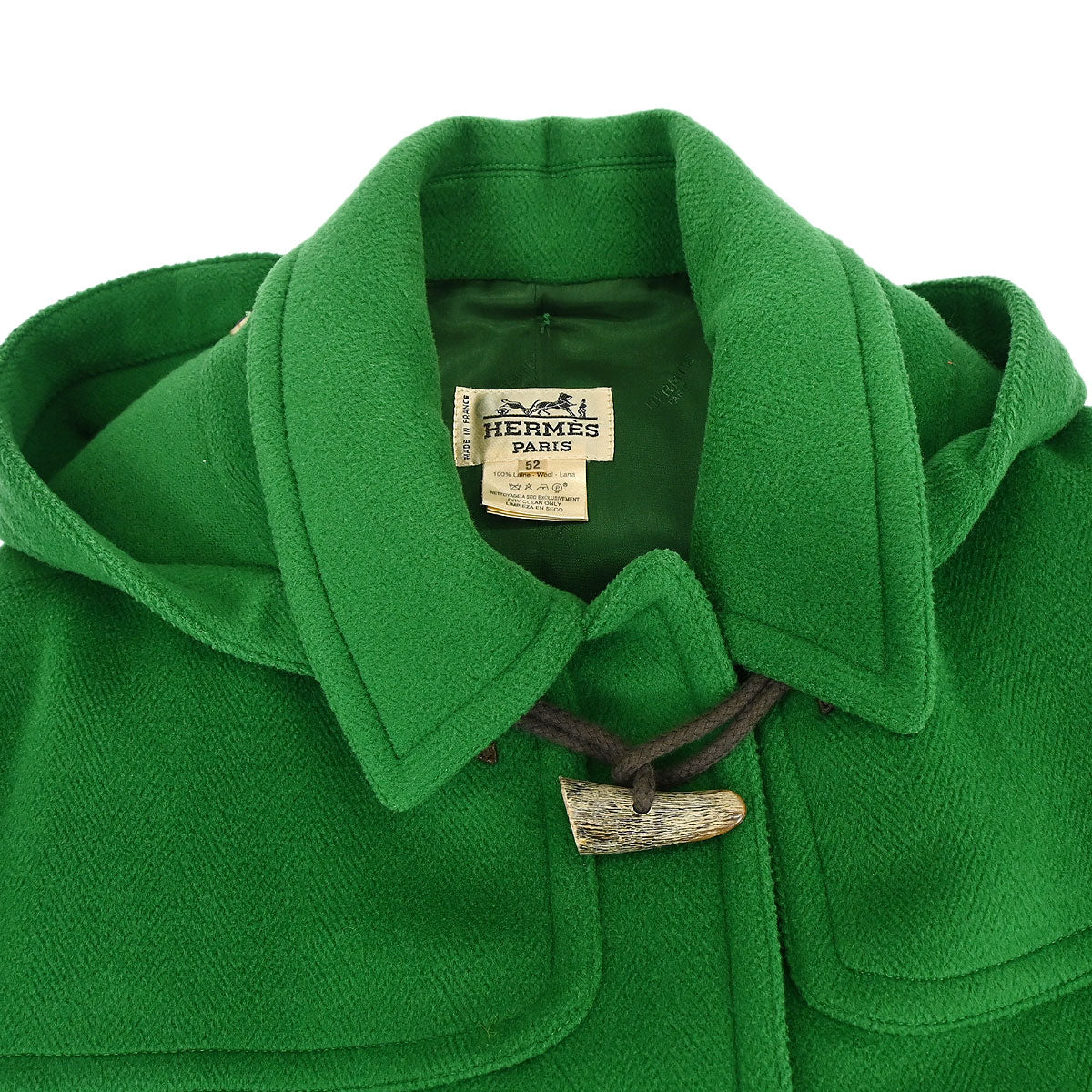 Hermes Hooded Duffel Coat Green #52