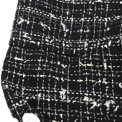 Chanel 2005 Emblem Double Breasted Long Jacket Tweed Black #34