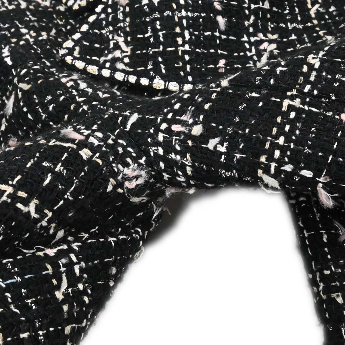 Chanel 2005 Emblem Double Breasted Long Jacket Tweed Black #34