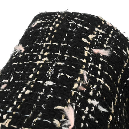 Chanel 2005 Emblem Double Breasted Long Jacket Tweed Black #34