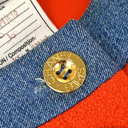 Chanel 1991 Setup Suit Jacket Skirt Red Blue #40