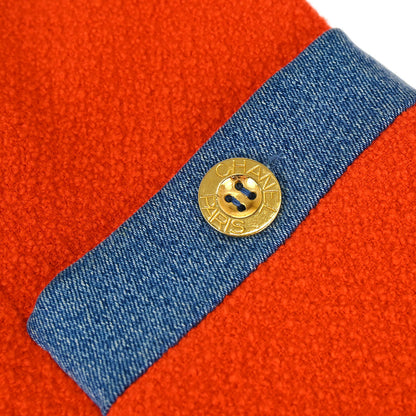 Chanel 1991 Setup Suit Jacket Skirt Red Blue #40