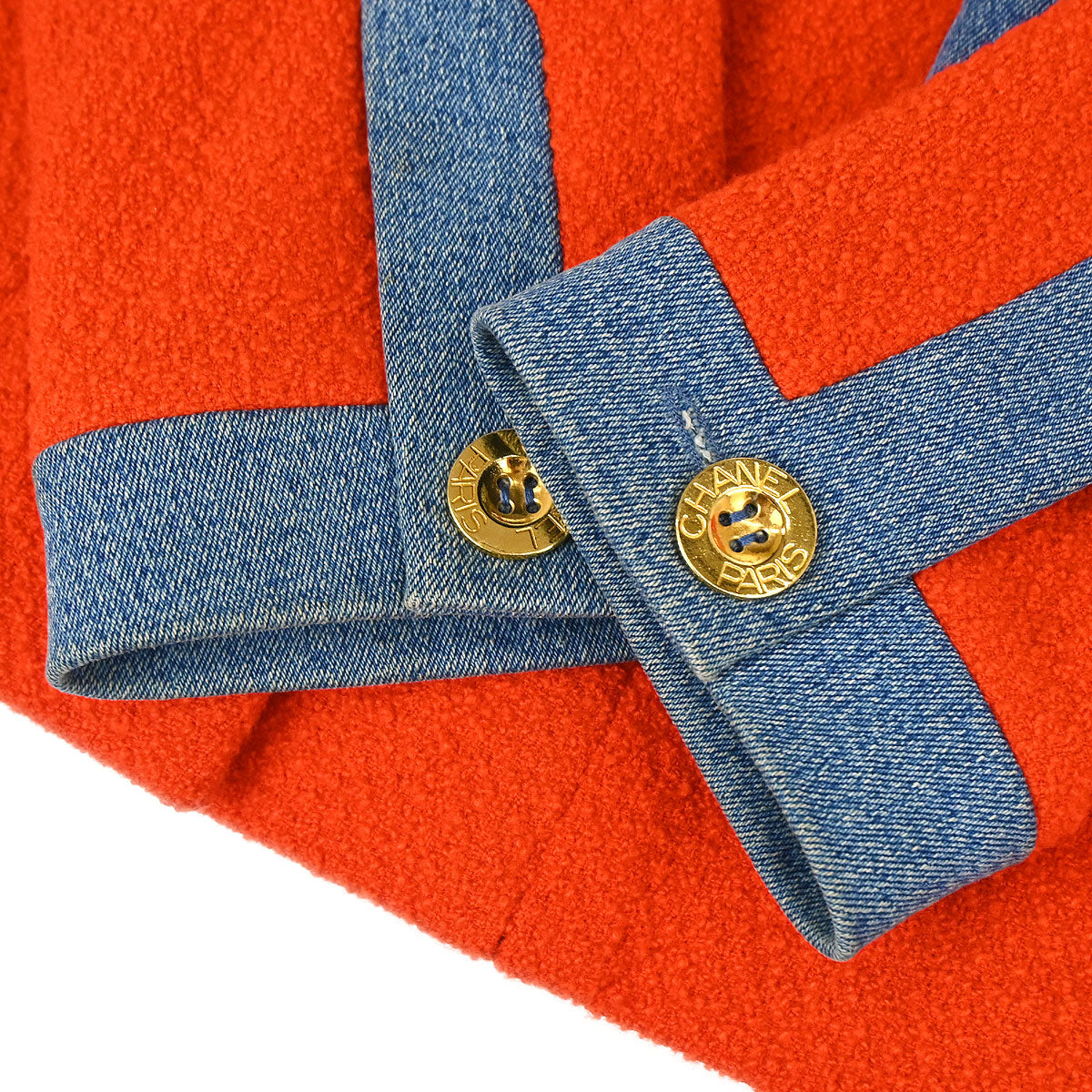 Chanel 1991 Setup Suit Jacket Skirt Red Blue #40