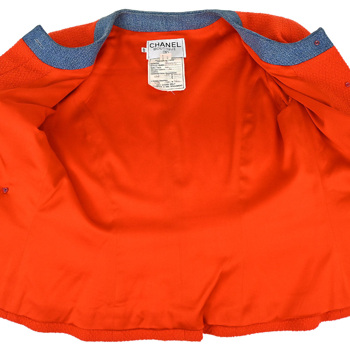 Chanel 1991 Setup Suit Jacket Skirt Red Blue #40