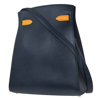 Hermes Jaune Navy Courchevel Kelly Sport MM Shoulder Bag