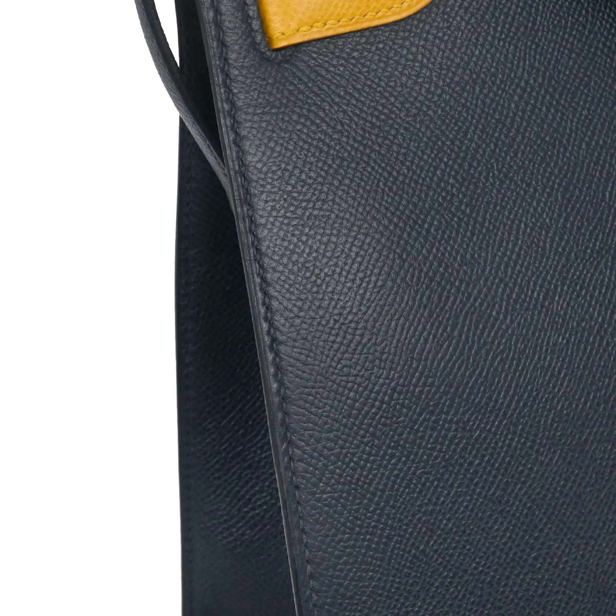 Hermes Jaune Navy Courchevel Kelly Sport MM Shoulder Bag