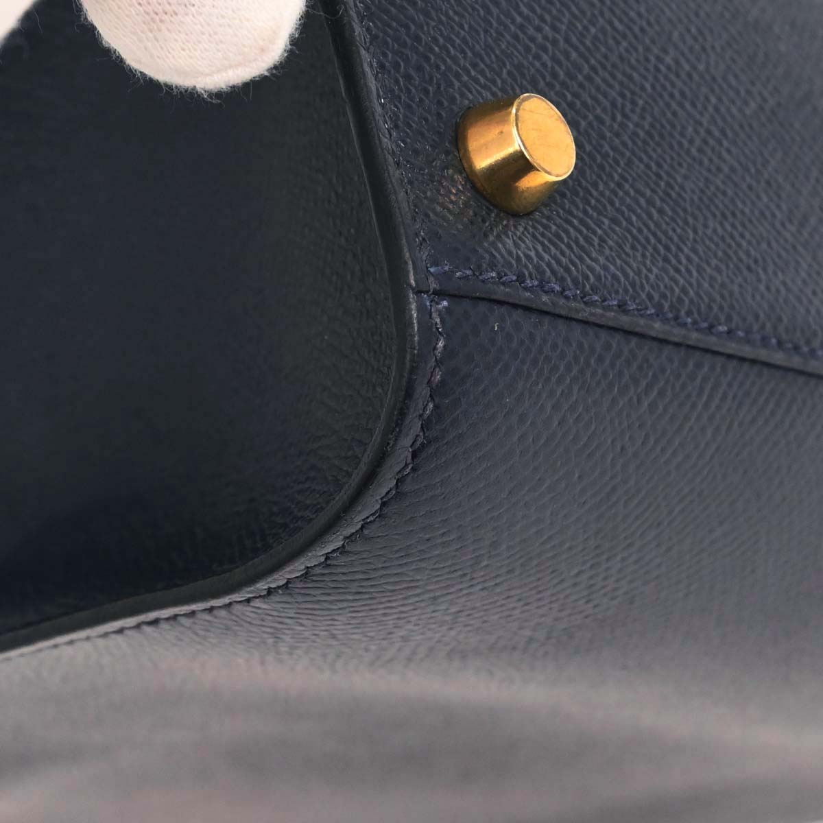 Hermes Jaune Navy Courchevel Kelly Sport MM Shoulder Bag