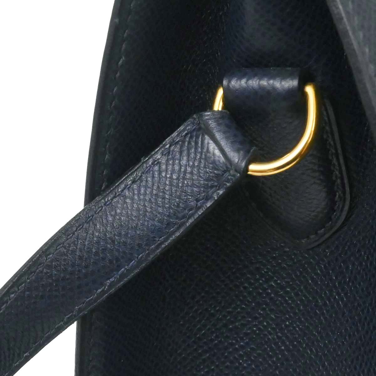 Hermes Jaune Navy Courchevel Kelly Sport MM Shoulder Bag