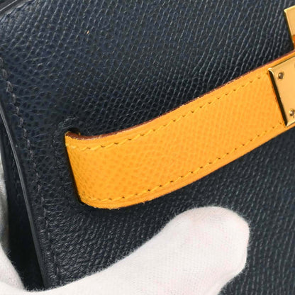 Hermes Jaune Navy Courchevel Kelly Sport MM Shoulder Bag