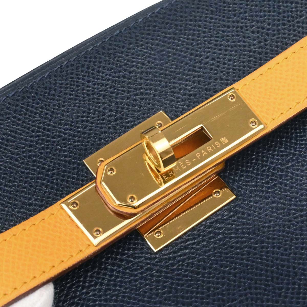 Hermes Jaune Navy Courchevel Kelly Sport MM Shoulder Bag