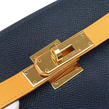Hermes Jaune Navy Courchevel Kelly Sport MM Shoulder Bag