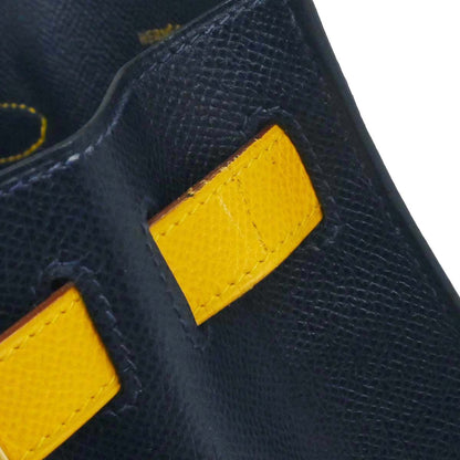 Hermes Jaune Navy Courchevel Kelly Sport MM Shoulder Bag