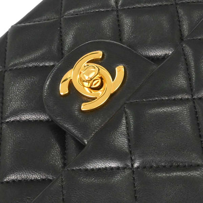 Chanel Black Lambskin Classic Square Flap Shoulder Bag 20