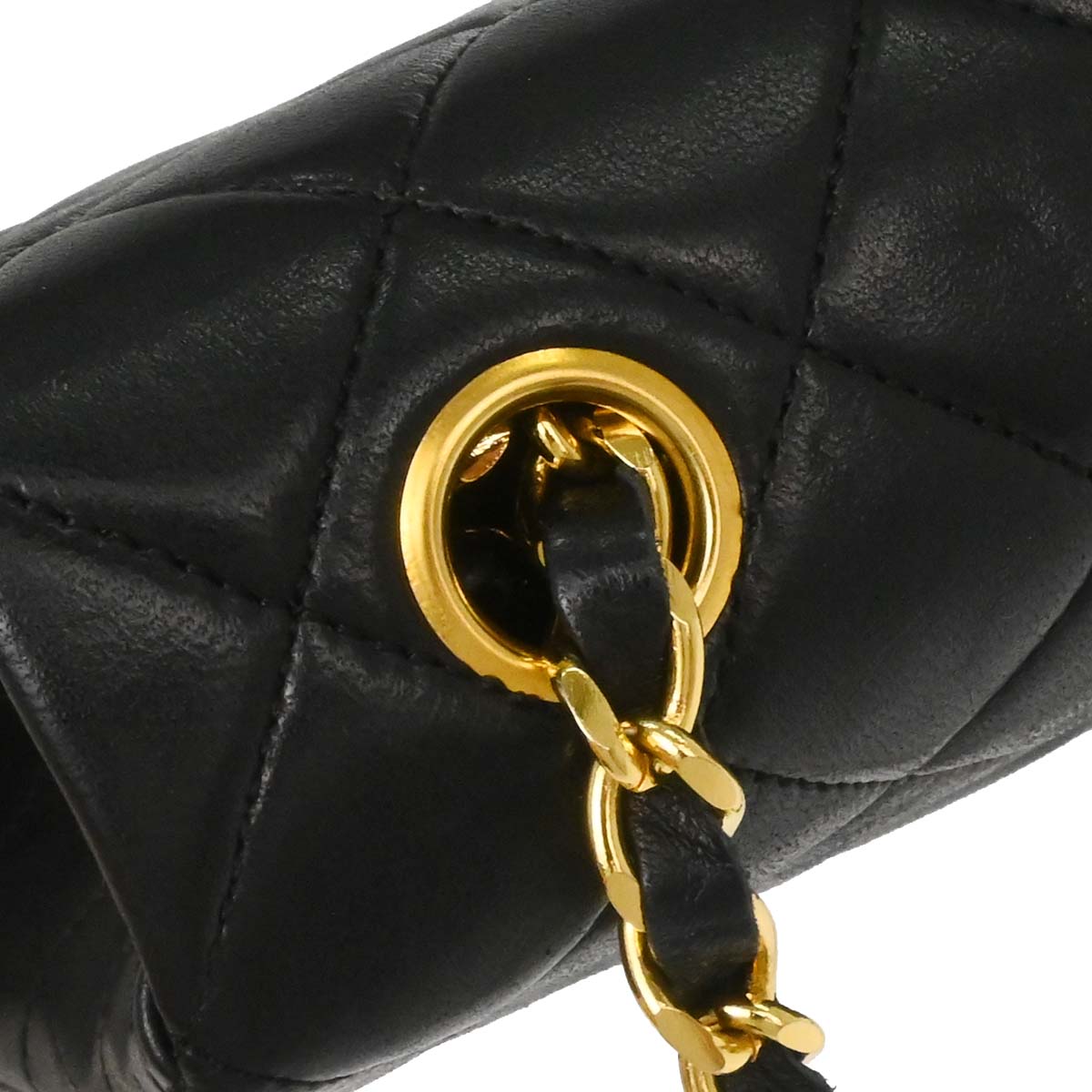 Chanel Black Lambskin Classic Square Flap Shoulder Bag 20
