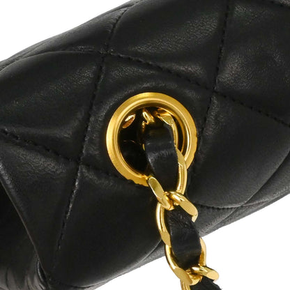 Chanel Black Lambskin Classic Square Flap Shoulder Bag 20
