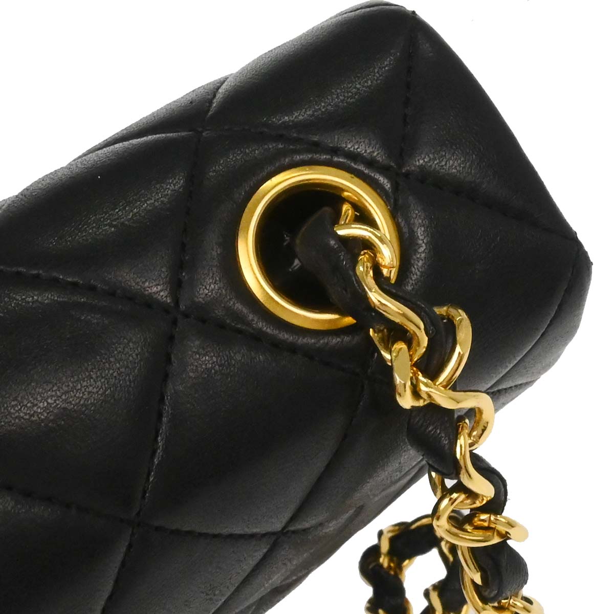 Chanel Black Lambskin Classic Square Flap Shoulder Bag 20