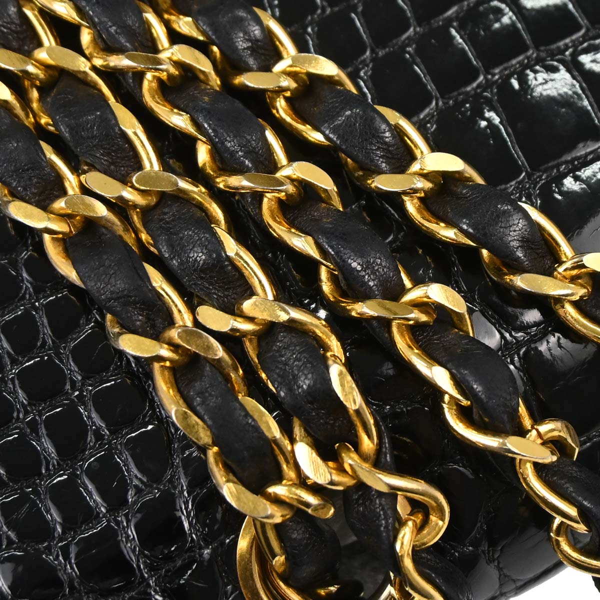 Chanel * 1986-1988 Black Crocodile Medium Classic Single Flap Shoulder Bag