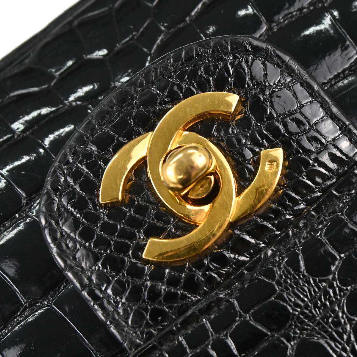 Chanel * 1986-1988 Black Crocodile Medium Classic Single Flap Shoulder Bag
