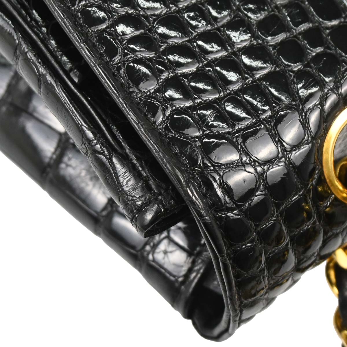 Chanel * 1986-1988 Black Crocodile Medium Classic Single Flap Shoulder Bag