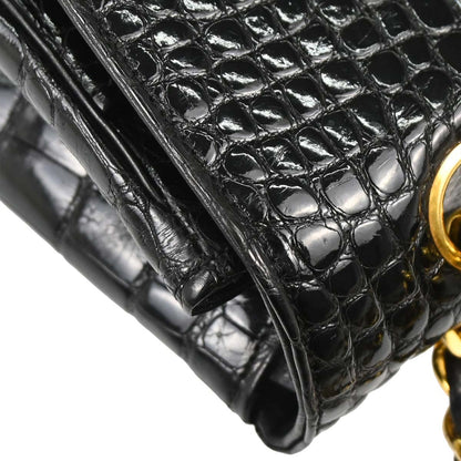 Chanel * 1986-1988 Black Crocodile Medium Classic Single Flap Shoulder Bag