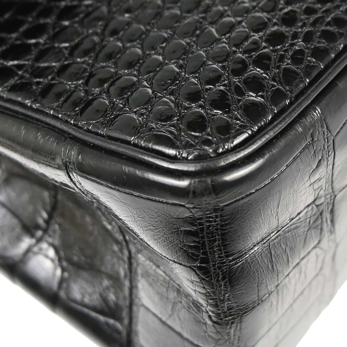 Chanel * 1986-1988 Black Crocodile Medium Classic Single Flap Shoulder Bag