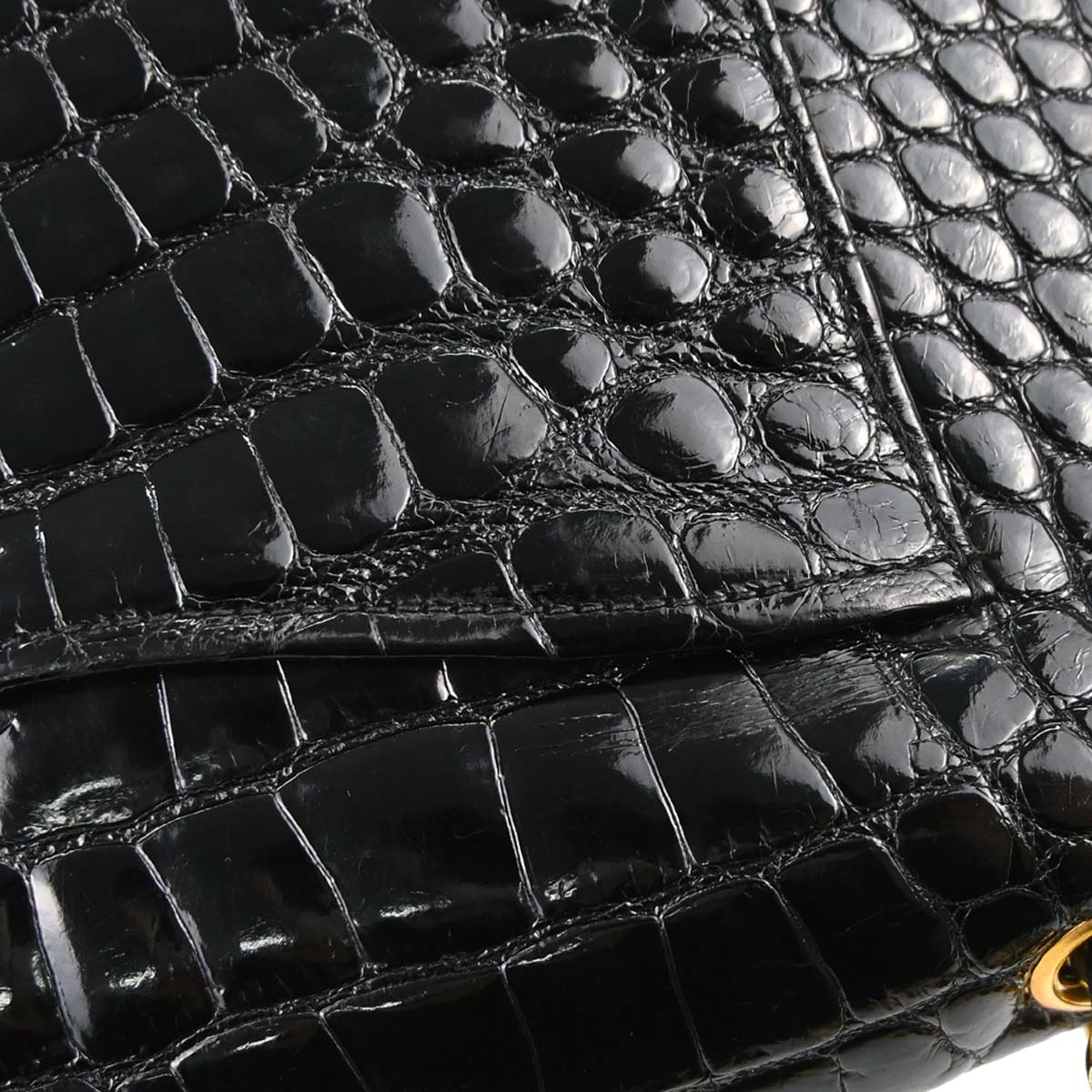 Chanel * 1986-1988 Black Crocodile Medium Classic Single Flap Shoulder Bag