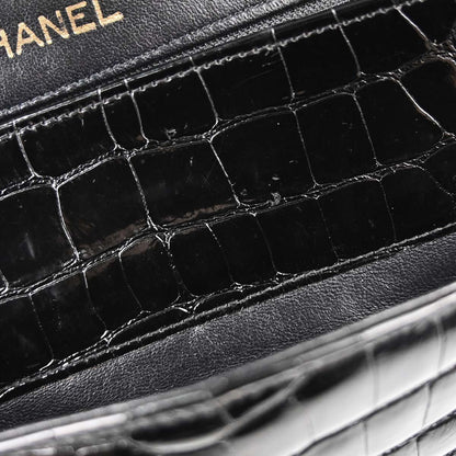 Chanel * 1986-1988 Black Crocodile Medium Classic Single Flap Shoulder Bag