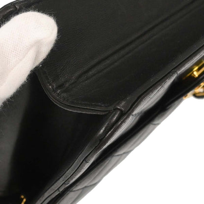 Chanel Black Lambskin Pushlock Small Half Flap Shoulder Bag