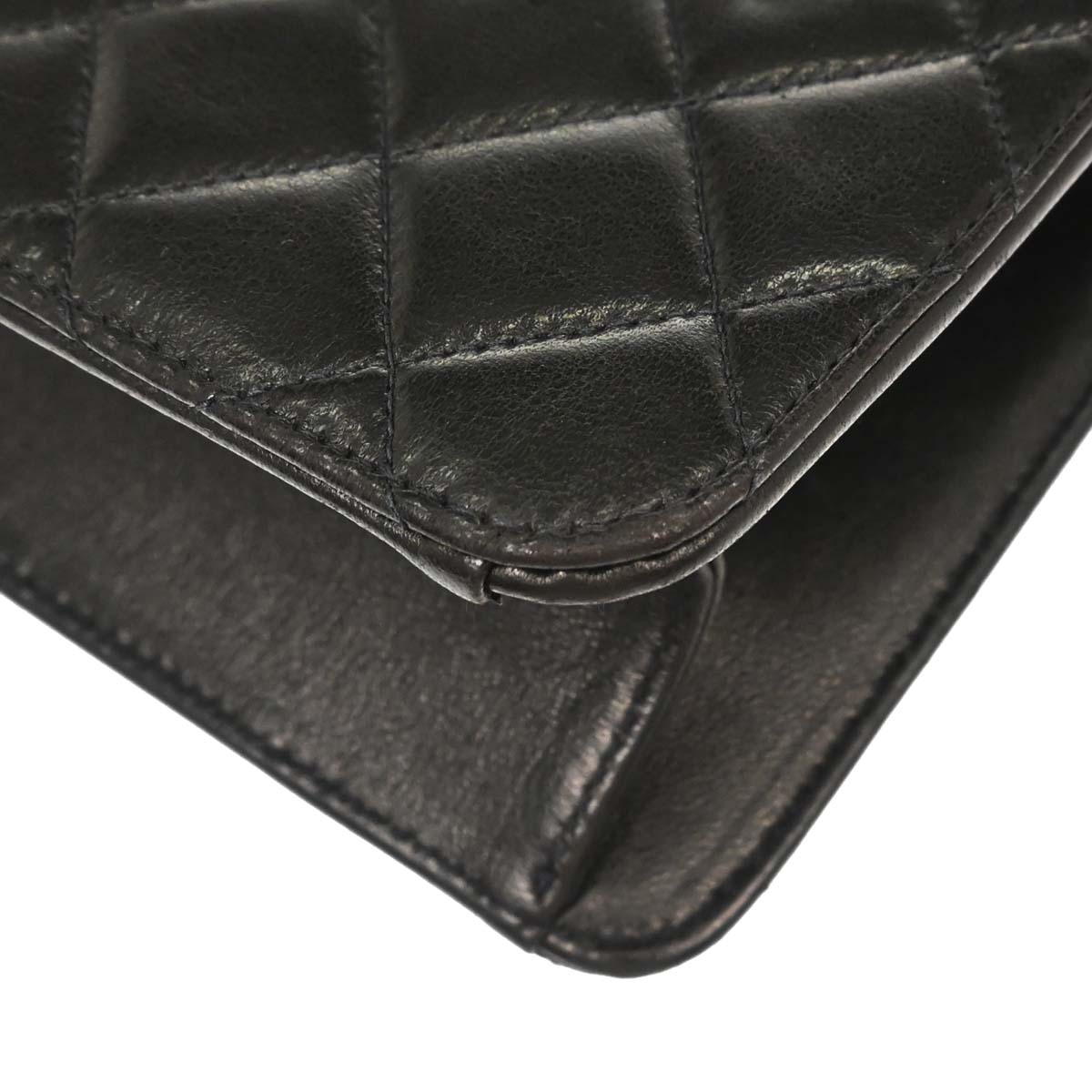 Chanel Black Lambskin Pushlock Small Half Flap Shoulder Bag
