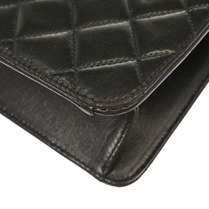 Chanel Black Lambskin Pushlock Small Half Flap Shoulder Bag