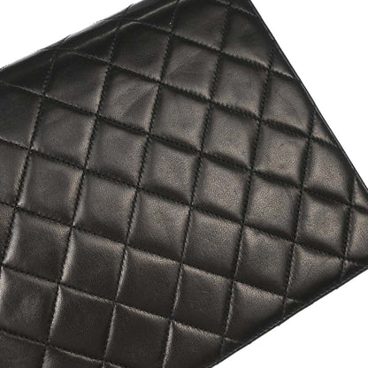 Chanel Black Lambskin Pushlock Small Half Flap Shoulder Bag