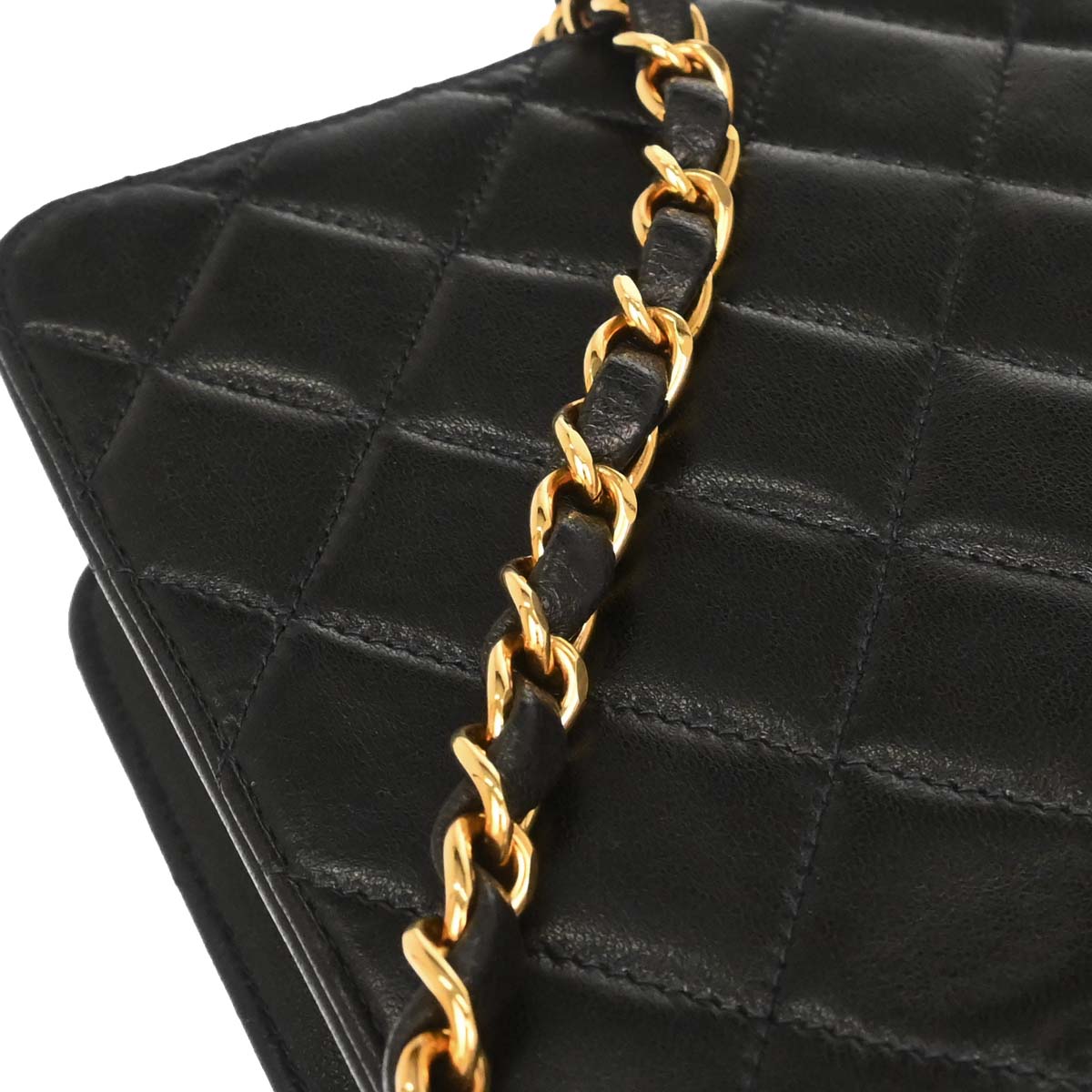 Chanel Black Lambskin Pushlock Small Half Flap Shoulder Bag