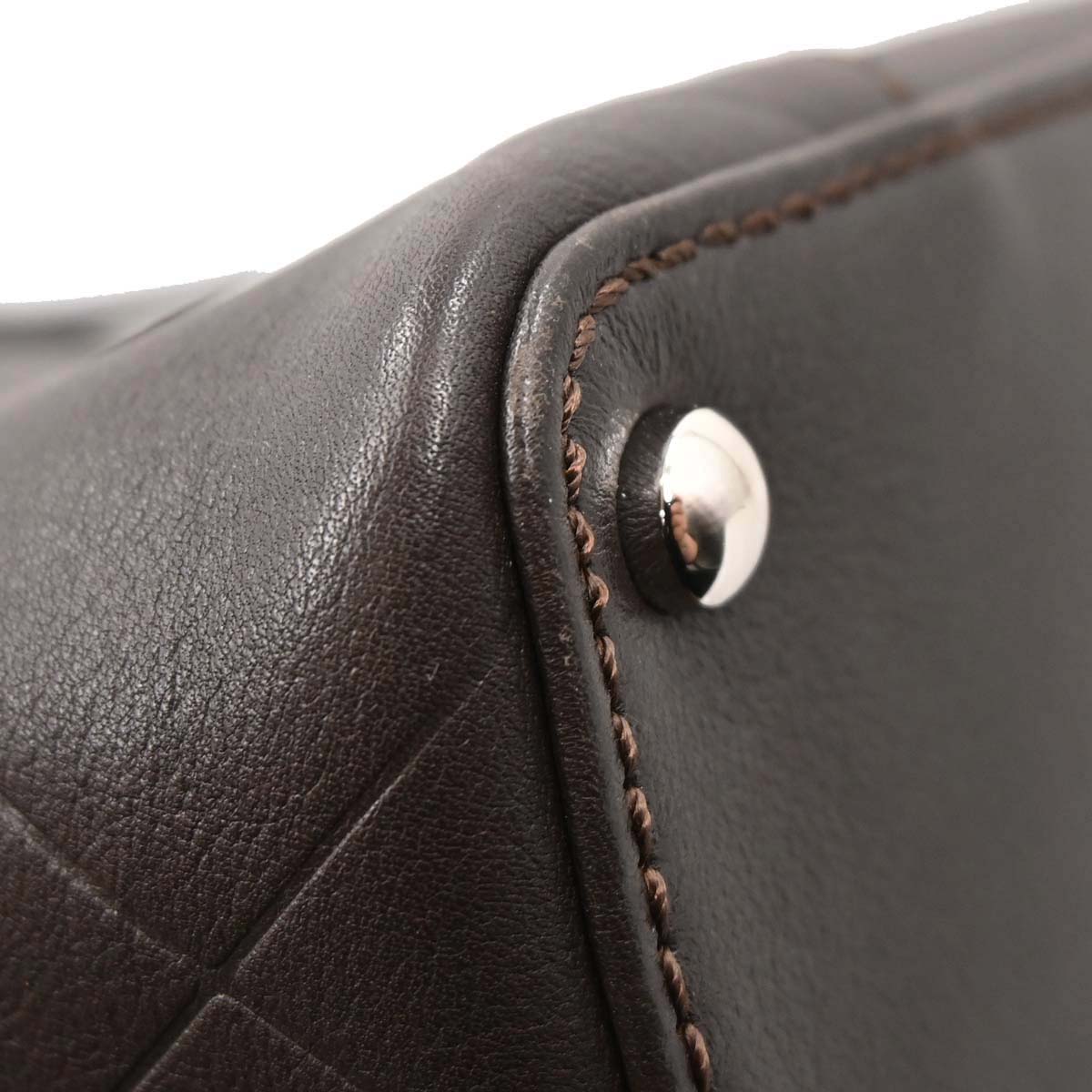 Chanel Brown Lambskin Chevron Tote Handbag