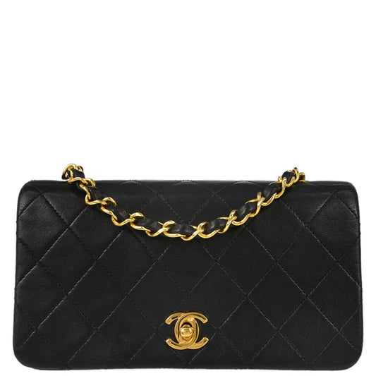 Chanel Black Lambskin Turnlock Mini Full Flap Shoulder Bag