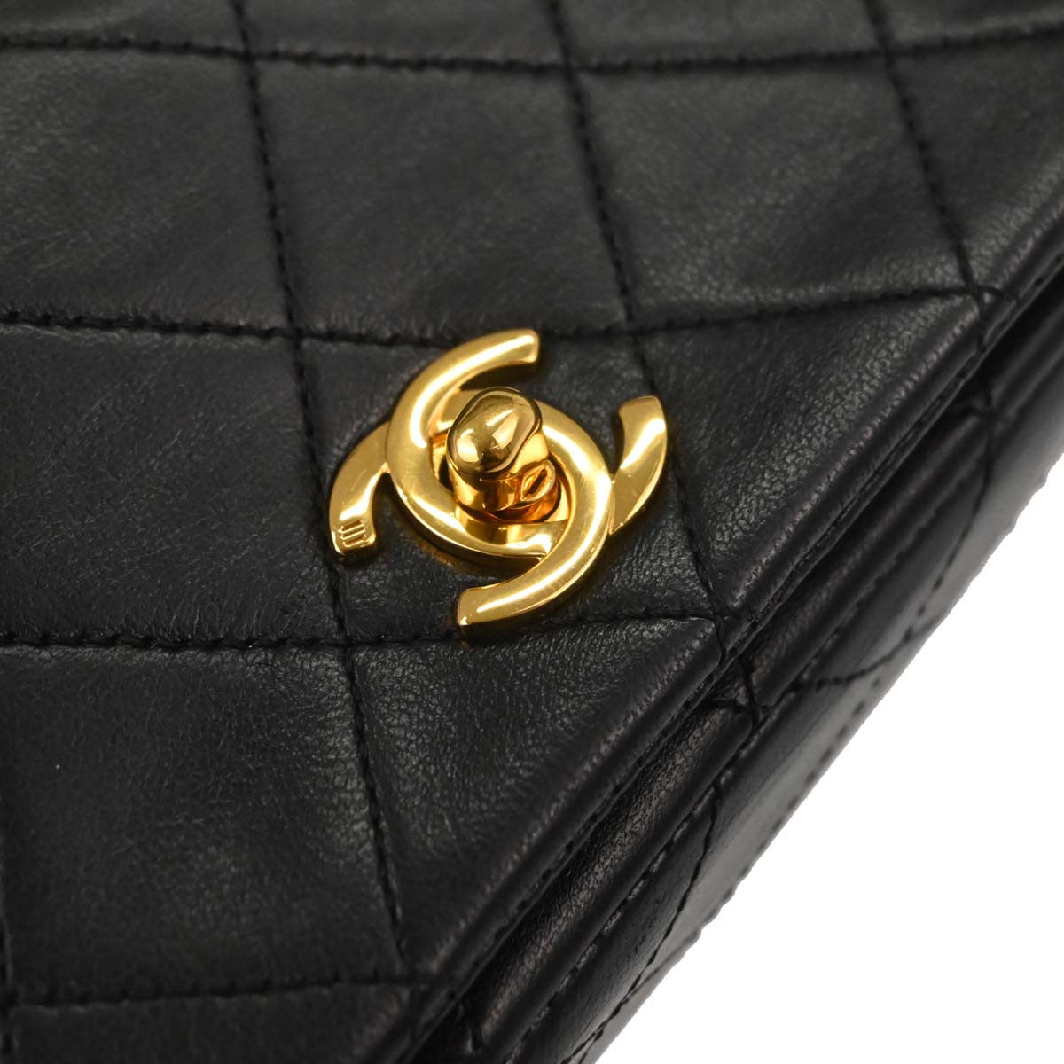 Chanel Black Lambskin Turnlock Mini Full Flap Shoulder Bag