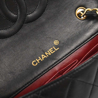 Chanel Black Lambskin Turnlock Mini Full Flap Shoulder Bag