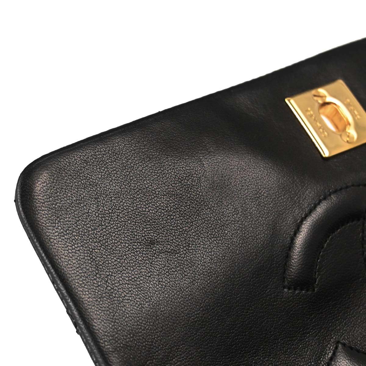 Chanel Black Lambskin Turnlock Mini Full Flap Shoulder Bag