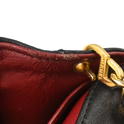 Chanel Black Lambskin Turnlock Mini Full Flap Shoulder Bag