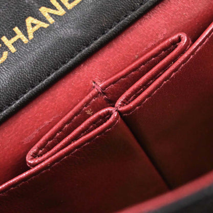 Chanel Black Lambskin Turnlock Mini Full Flap Shoulder Bag